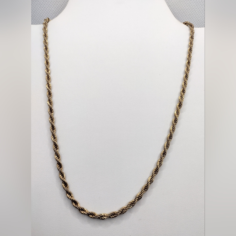 Fashion Signed Monet Twisted Yellow Gold Toned Rope Necklace